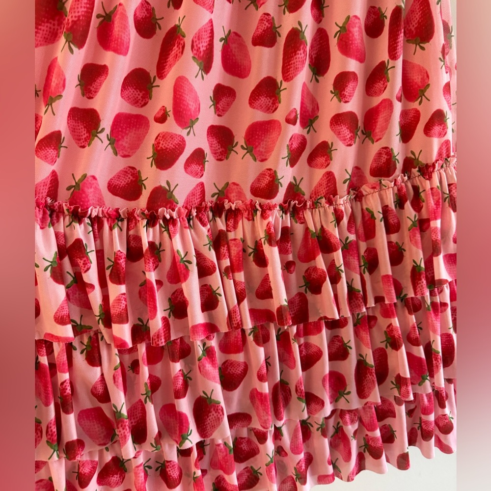 Anthropologie Eva Franco Strawberry Tiered Midi Skirt - Picture 6 of 8